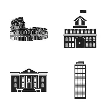 Vector design of building and city symbol. Collection of building and business Stock Illustration