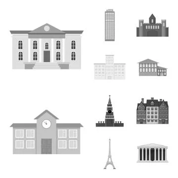 Vector design of building and city icon. Set of building and business vector Ilustración de archivo