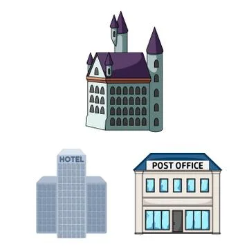 Vector design of building and city logo. Set of building and business stock Ilustración de archivo