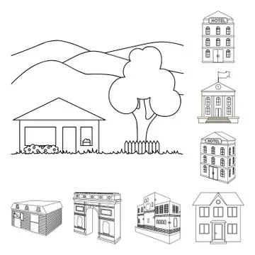 Vector design of building and city logo. Collection of building and business Ilustración de archivo