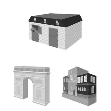 Vector design of building and city logo. Collection of building and business Ilustración de archivo