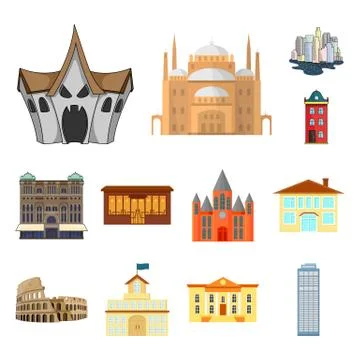 Vector design of building and city logo. Collection of building and business Ilustración de archivo