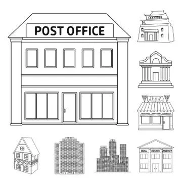 Vector design of building and city logo. Collection of building and business Ilustración de archivo