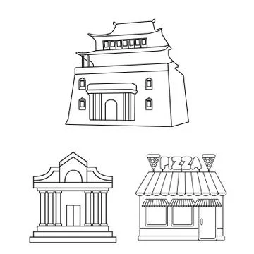 Vector design of building and city logo. Set of building and business stock Ilustración de archivo