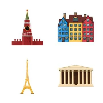 Vector design of building and city symbol. Collection of building and business Ilustración de archivo