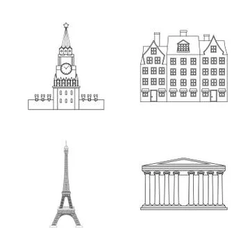 Vector design of building and city icon. Set of building and business stock Ilustración de archivo