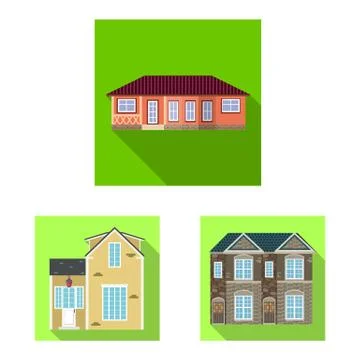Vector design of building and front sign. Set of building and roof stock vector Ilustración de archivo