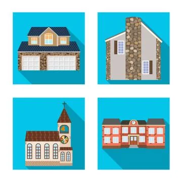 Vector design of building and front icon. Set of building and roof vector icon Ilustración de archivo
