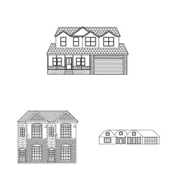 Vector design of building and front sign. Set of building and roof stock vector Ilustración de archivo
