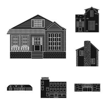 Vector design of building and front logo. Collection of building and roof vector Ilustración de archivo