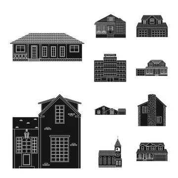 Vector design of building and front logo. Set of building and roof vector icon Ilustración de archivo