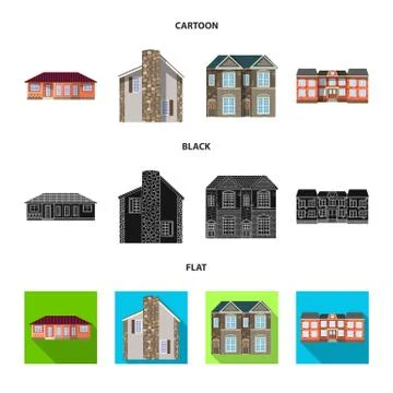 Vector design of building and front icon. Set of building and roof vector icon Ilustración de archivo