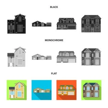 Vector design of building and front logo. Set of building and roof vector icon Ilustración de archivo