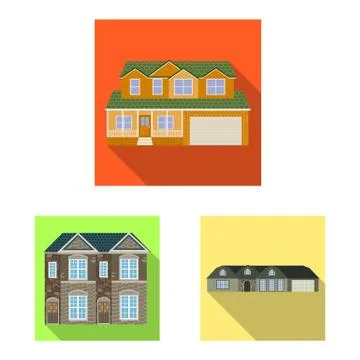 Vector design of building and front logo. Collection of building and roof vector Ilustración de archivo