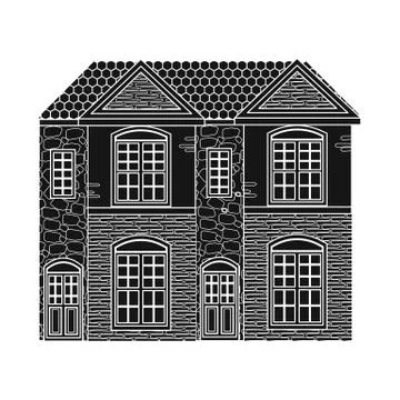 Vector design of building and front sign. Set of building and roof stock symbol Ilustración de archivo