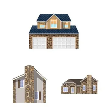 Vector design of building and front sign. Set of building and roof stock vector Ilustración de archivo