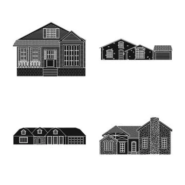 Vector design of building and front icon. Collection of building and roof stock Ilustración de archivo