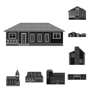 Vector design of building and front logo. Set of building and roof vector icon Ilustración de archivo