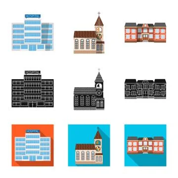 Vector design of building and front symbol. Set of building and roof vector icon Ilustración de archivo
