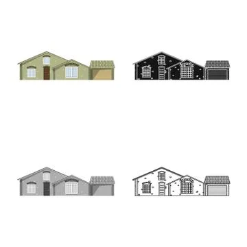 Vector design of building and front symbol. Set of building and roof stock Ilustración de archivo