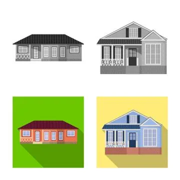 Vector design of building and front symbol. Collection of building and roof Ilustración de archivo