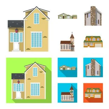 Vector design of building and front logo. Set of building and roof stock vector Ilustración de archivo