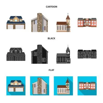 Vector design of building and front icon. Set of building and roof stock vector Ilustración de archivo