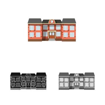 Vector design of building and front sign. Set of building and roof stock symbol Ilustración de archivo
