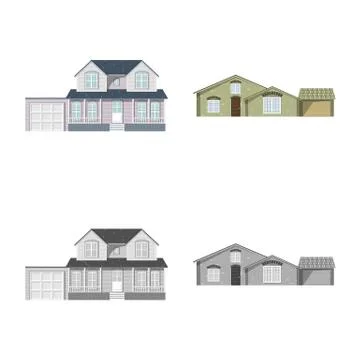 Vector design of building and front symbol. Set of building and roof vector icon Ilustración de archivo