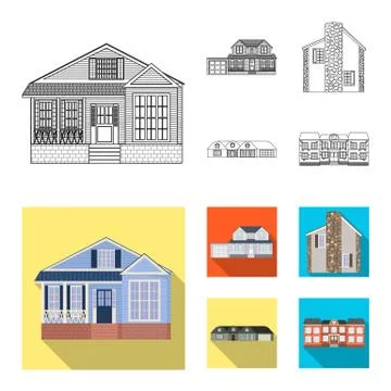 Vector design of building and front logo. Set of building and roof vector icon Ilustración de archivo