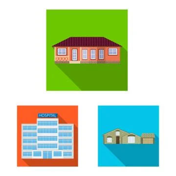 Vector design of building and front logo. Set of building and roof vector icon Ilustración de archivo
