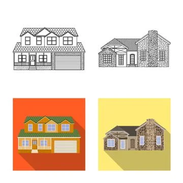 Vector design of building and front logo. Set of building and roof vector icon Ilustración de archivo