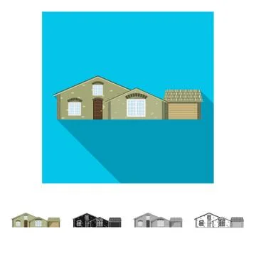 Vector design of building and front sign. Set of building and roof stock vector Ilustración de archivo