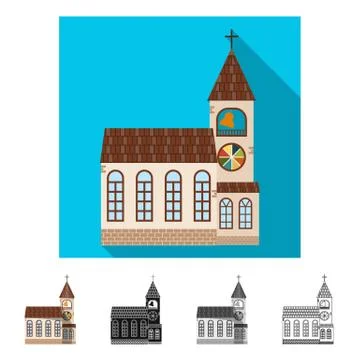 Vector design of building and front logo. Set of building and roof stock symbol Ilustración de archivo