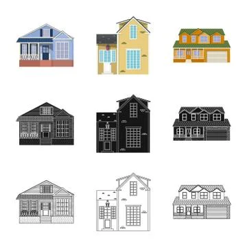 Vector design of building and front logo. Set of building and roof vector icon Ilustración de archivo