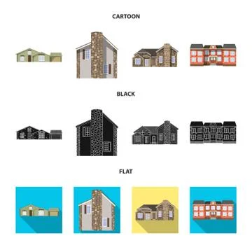 Vector design of building and front icon. Collection of building and roof stock Ilustración de archivo