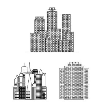 Vector design of building and high sign. Collection of building and business Ilustración de archivo