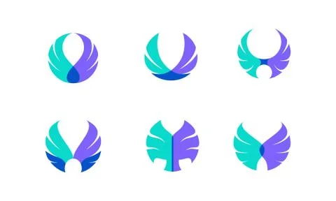Vector design bundle of wings. Suitable as a logo that represents freedom, co Stock Illustration