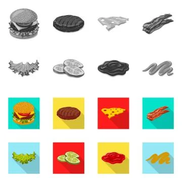 Vector design of burger and sandwich logo. Set of burger and slice stock vector イラスト素材