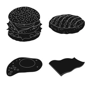 Vector design of burger and sandwich symbol. Set of burger and slice stock Stock Illustration
