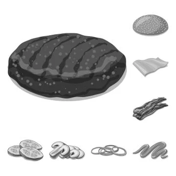 Vector design of burger and sandwich symbol. Collection of burger and slice Stockillustratie