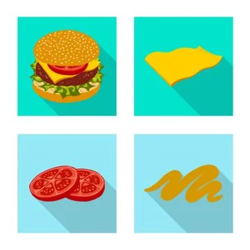 Vector design of burger and sandwich icon. Set of burger and slice stock symbol 스톡 일러스트