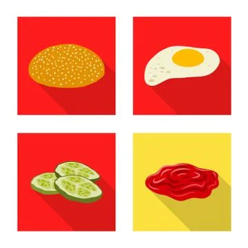 Vector design of burger and sandwich icon. Collection of burger and slice stock イラスト素材