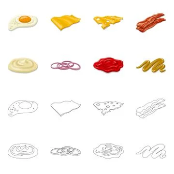 Vector design of burger and sandwich symbol. Set of burger and slice stock Stock Illustration