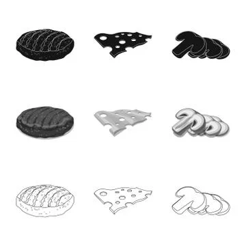 Vector design of burger and sandwich icon. Set of burger and slice vector icon Stock Illustration