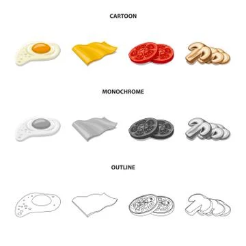 Vector design of burger and sandwich symbol. Collection of burger and slice Stock Illustration