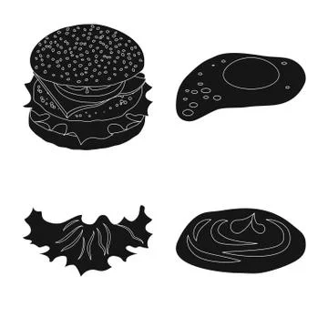 Vector design of burger and sandwich logo. Collection of burger and slice stock イラスト素材