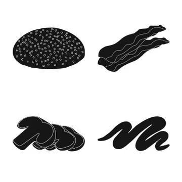 Vector design of burger and sandwich icon. Set of burger and slice stock symbol 스톡 일러스트
