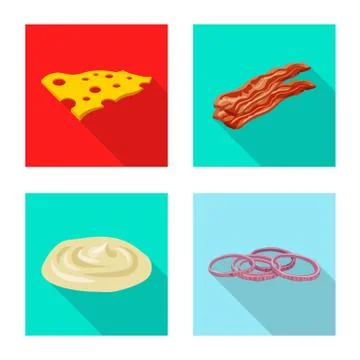 Vector design of burger and sandwich icon. Set of burger and slice stock vector Stock Illustration