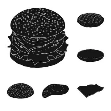 Vector design of burger and sandwich logo. Set of burger and slice vector icon Stock Illustration